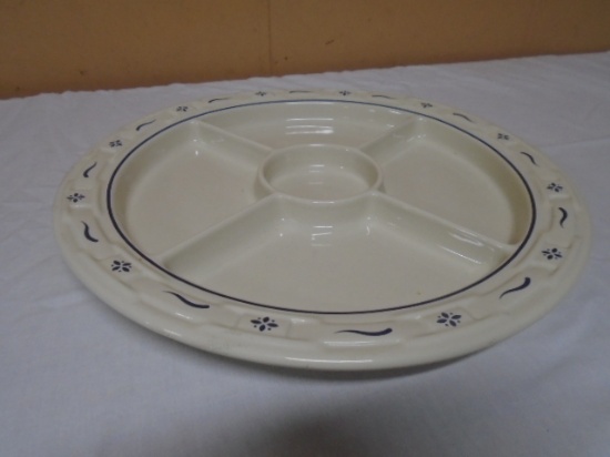 Longaberger Woven Traditions Classic Blue 5 Section Relish Plate