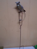 Metal Art Balancing Owl on Ground Stake