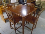 Solid Wood Pub Height Dining Table w/ 4 Matching Chairs