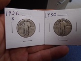 1926 S Mint & 1930 Silver Standing Liberty Quarters