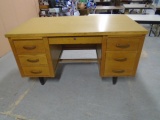 Vintage Solid Wood 6 Drawer Desk w/ 2 Slide Outs