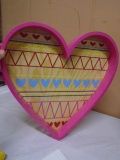 Wooden Heart Shaped Decorative Tray