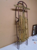 Antique Ameican Clipper Wood Slat Metal Runner Sled