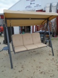 Kozyard Outdoor 3 Person Swing w/ Canopy & Cushions