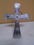 Metal Cross Décor Piece on Stand