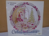 Celebrations 14in Frosted Hand Painted Christmas Platter