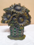 Cast Iron Flower Basket Door Stop