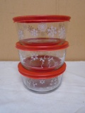 3pc Set of Pyrex Glass Storage Bowls w/ Lids