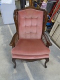 Cane Side Wing Back Accent Chair