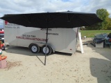 Twin Deluxe Crank-Up 15ft Long Patio Umbrella w/ Storage Bag & Manual