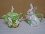 2 Decorative Rabbit Tea Pots