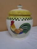 Hand Painted Ceramic Cookie Jar w/ Chicken