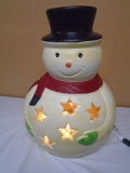 Large Cement Lighted Snowman