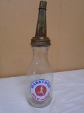 Marathon Mile-Maker Glass Quart Oil Bottle w/ Spout