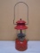 Vintage Red Coleman Model 200A Singel Mantel Gas Lantern