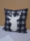 Brand New Black & Gray Plaid Reindeer Accent Pillow