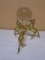Glass Ball on Triple Brass Horse Stand