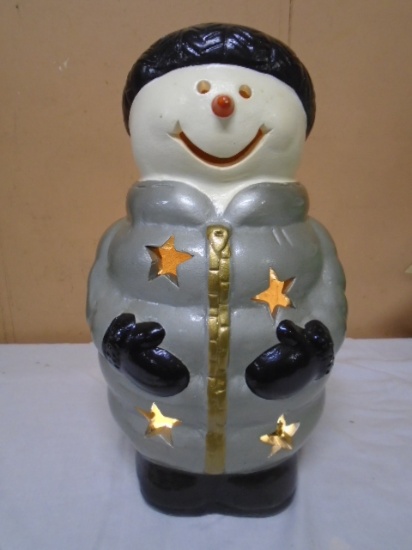 Lighted Indoor/Outdoor Pottery Snowman