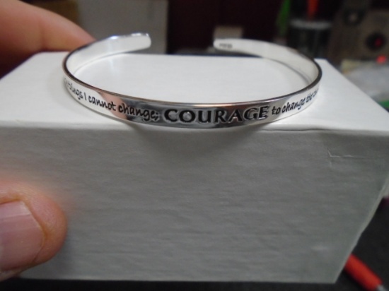 Ladies Sterling Silver "Courage" Cuff Bracelet