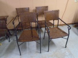 Set of 4 Iron & Wicker Matching Chairs