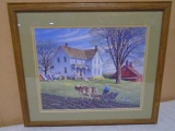 Beautiful Framed & Matted Amish Farm Print