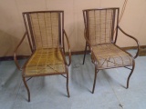 Set of 2 Matching Metal & Bamboo Chairs