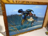Beautiful Framed Duck Oil Painting