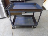 Steel 2 Tier Rolling Shop Cart w/ Drawer