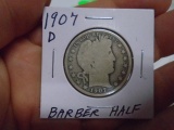 1907 D Mint Silver Barber Half Dollar