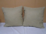 Pair of Matching Burlap Accent Pillow