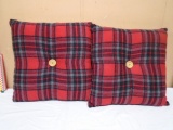 2 Matching Red & Black Plaid Accent Pillows