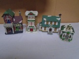 4pc Group of Porcelain Christmas Village Houses