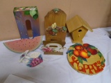 Large Group of Assorted Hand Painted Décor Items & 1 Unpainted Bid House