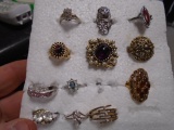 Group of 12 Assorted Vintage Ladies Rings