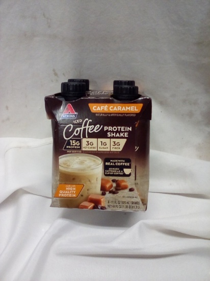Atkins Iced Coffee Protein Shakes. Cafe Caramel. 4 Pack 11 fl oz.