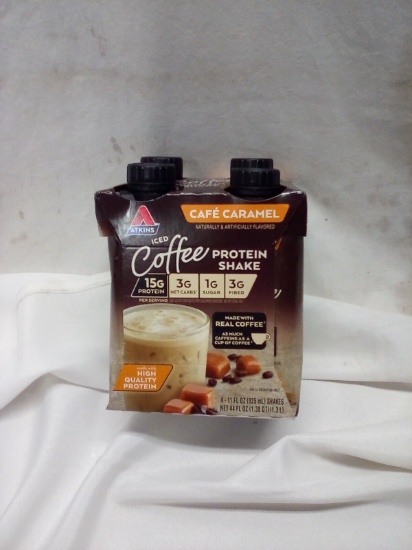 Atkins Iced Coffee Protein Shakes. Cafe Caramel. 4 Pack 11 fl oz.