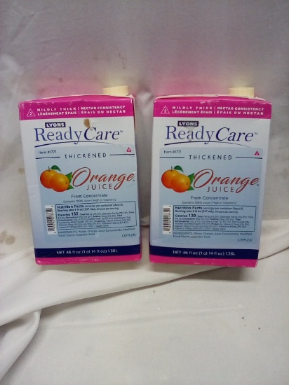 Lyons Ready Care. Orange Juice From Concentrate. 46 fl oz. Qty 2