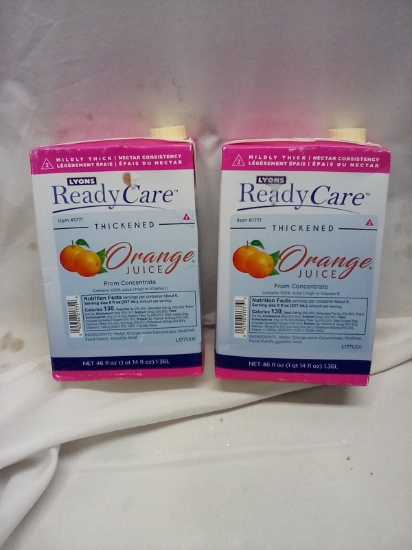 Lyons Ready Care. Orange Juice From Concentrate. 46 fl oz. Qty 2