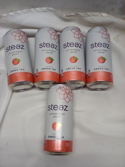 Steaz Antioxidant Brew Organic Green Tea. Peach. Qty 5 16 fl oz.
