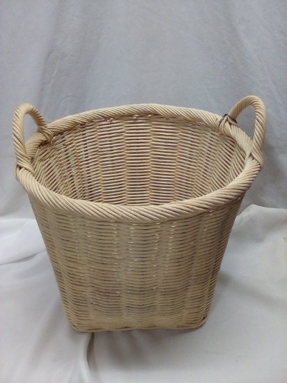 Threshold Rattan Handcrafted Basket. 14” H x 14” D.
