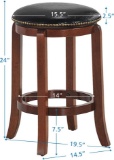 COSTWAY Dark Wood and Leather Style Swivel Bar Stool- MSRP $56.96