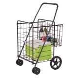 COSTWAY Folding Shopping Cart Jumbo Basket w/ Swivel Wheels- MSRP $50