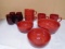 Set of 4 Ruby Glasses & Group of Red Mugs & Bowls