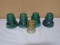 5pc Group of Vintage Glass Insulators