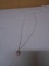 24in Sterling Silver Necklace w/ Pendant & Stone
