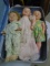 3 Large Vintage Dolls in Vintage Suitcase