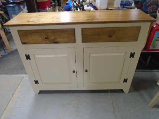Beautiful Solid Wood Painted Cabinet w/ 2 Drawers & 2 Doors