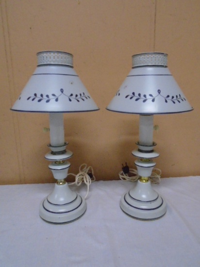 2 Matching Vintage Metal Table Lamps