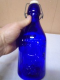 Thatcher's Dairy 1qt Blue Glass Milk Bottle