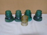 5pc Group of Vintage Glass Insulators